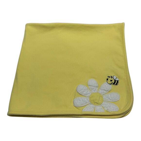 2010 Gymboree Baby Blanket Bumble Bee Daisy Yellow White Polka Dot Cotton - Picture 2 of 8
